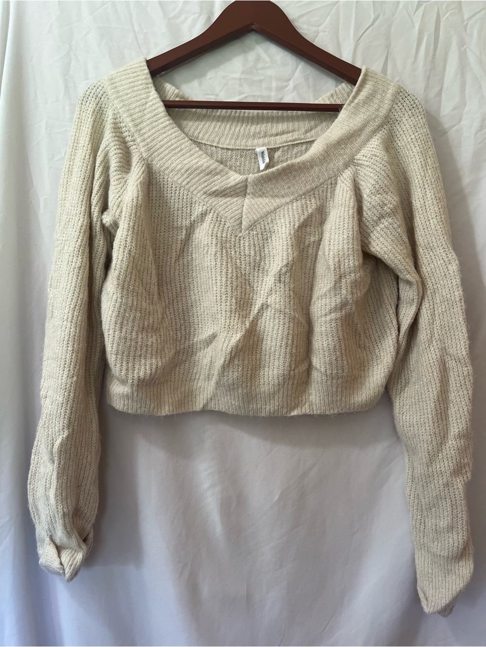 Cozy Cream V-Neck Ribbed Women's Sweater